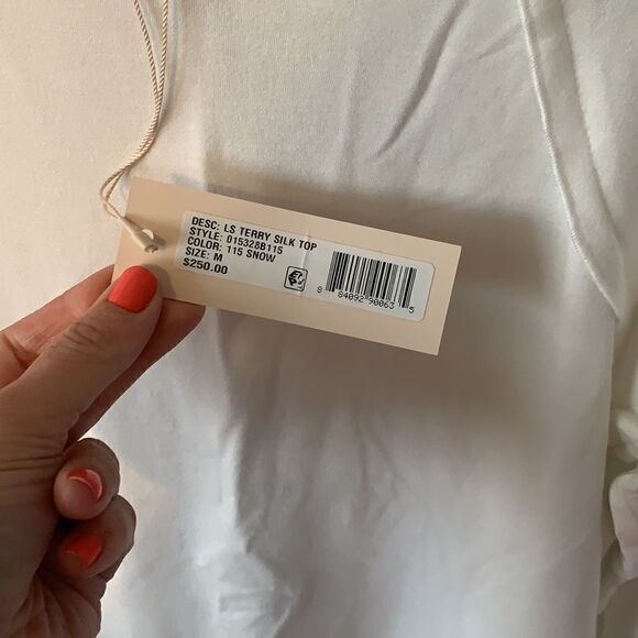 NWT Rebecca Taylor White Longsleeve Terry Silk Top Size Medium - Picture 2 of 4
